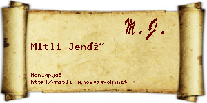 Mitli Jenő névjegykártya